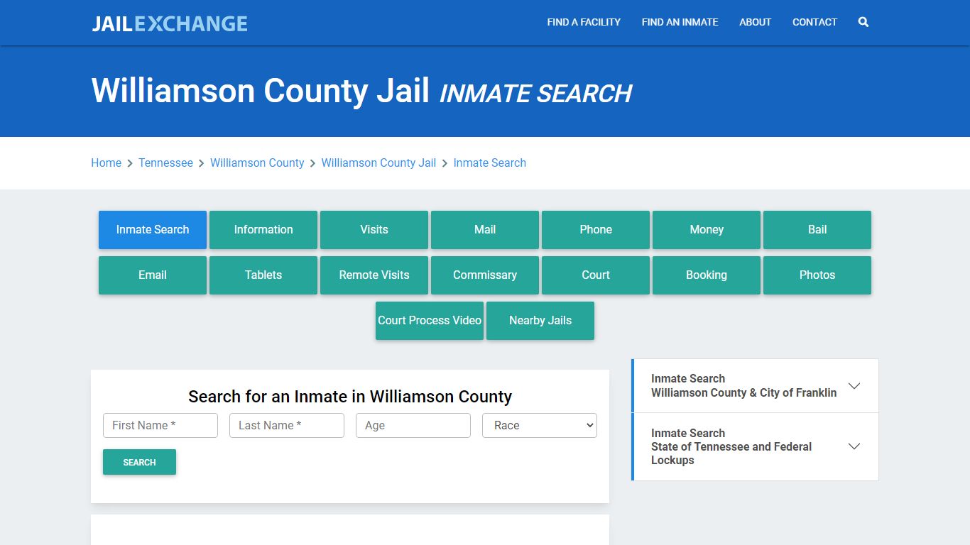 Williamson County Jail, TN Inmate Search: Roster & Mugshots