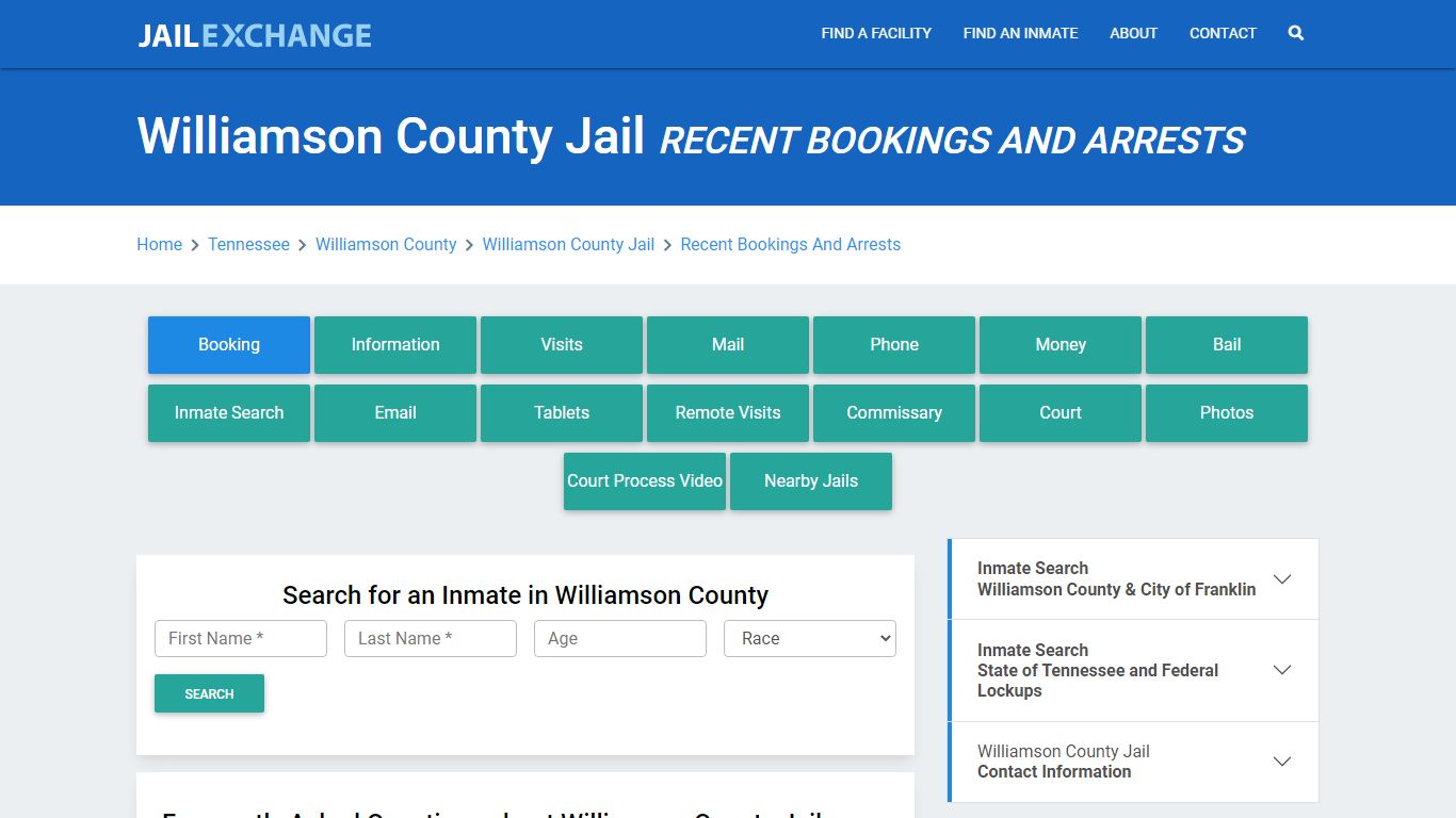 Williamson County Jail TN Recent Arrests and Bookings